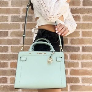 Michael Kors Small Satchel Turquoise Leather Crossbody